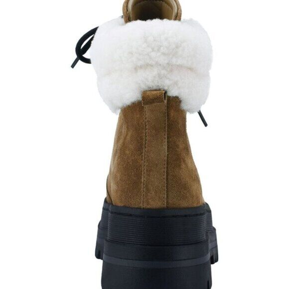 Marc‎ Fisher Leather Boot Women's Pierson Genuine Shearling Size 9 Brown $239 - Picture 4 of 6